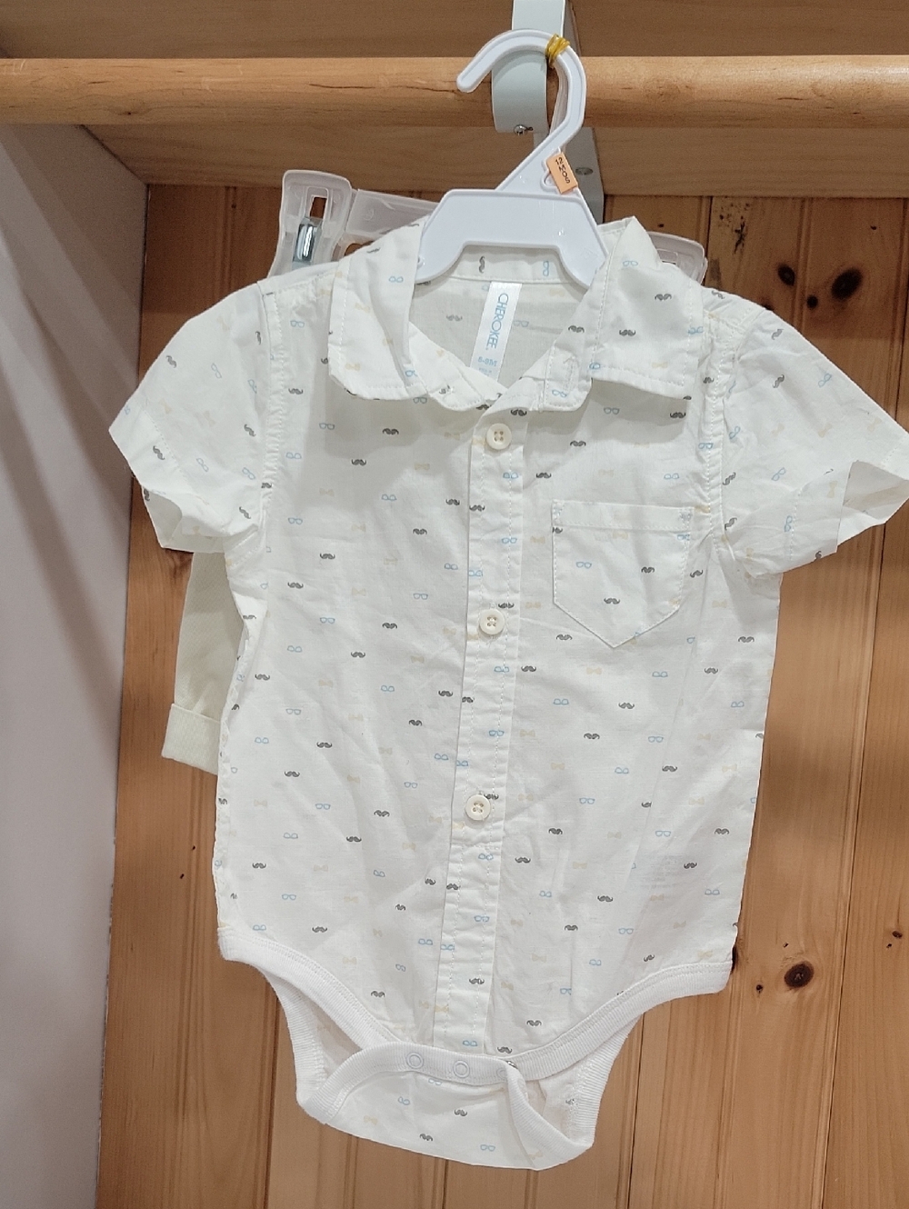 White Short-Sleeve Button-Front Baby Bodysuit Shirt And Shorts